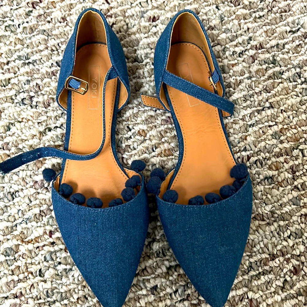Denim blue flats
